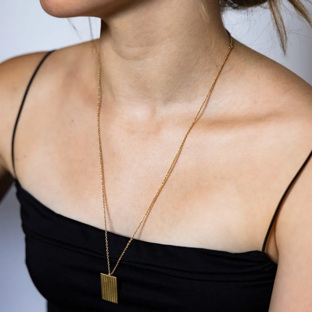 Ridge Locket Necklace - Brass