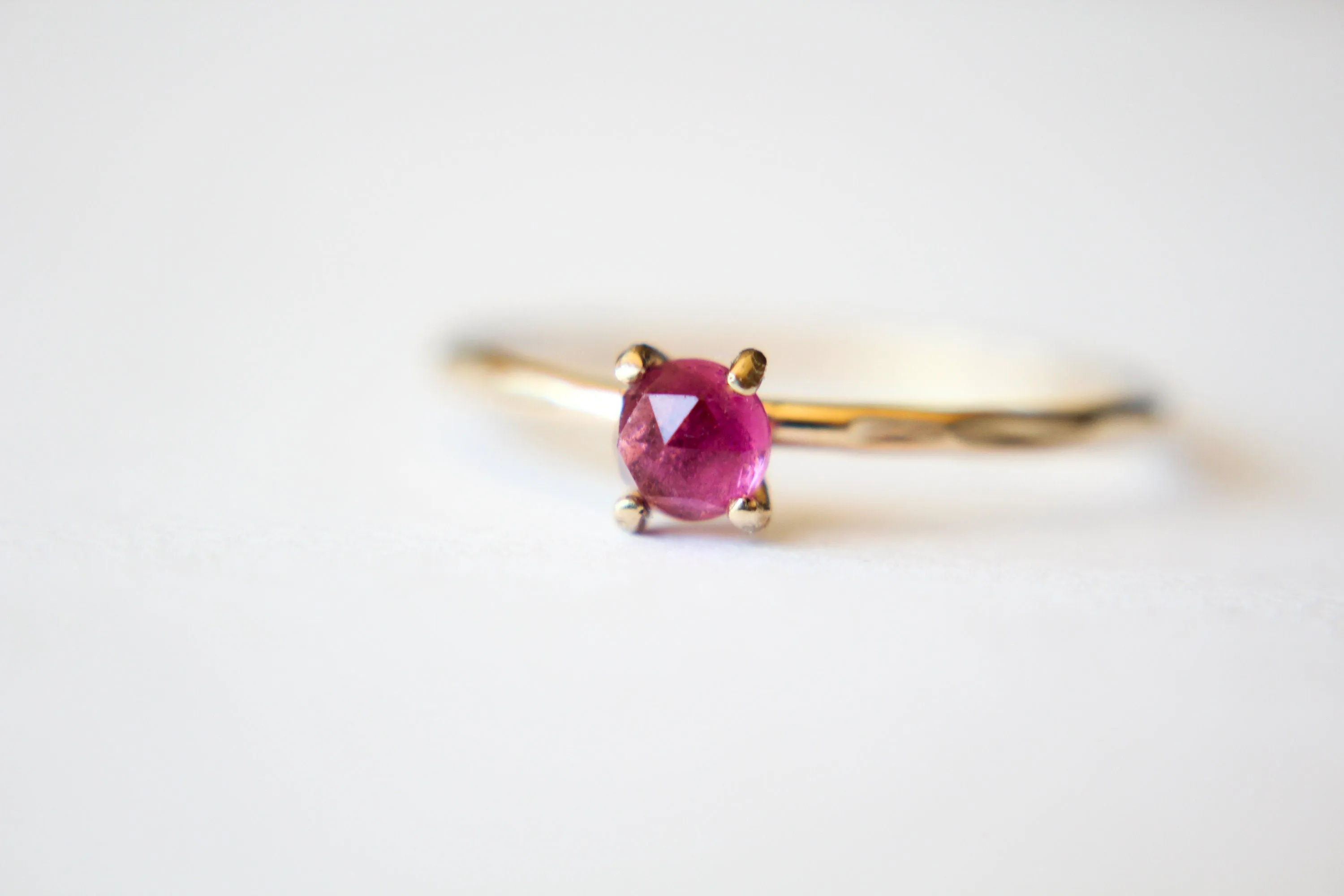 Rose Cut Tourmaline Ring, Pink Tourmaline Ring, Natural Gemstone Ring, Romantic Ring, Valentines, Gold Stacking Ring, Textured, Gift