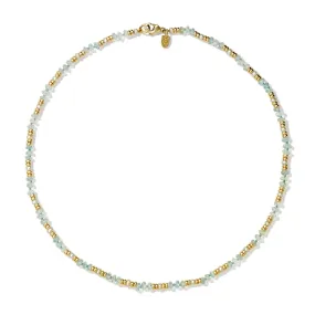 Serena Necklace Yellow Gold - Aquamarine & Pearl