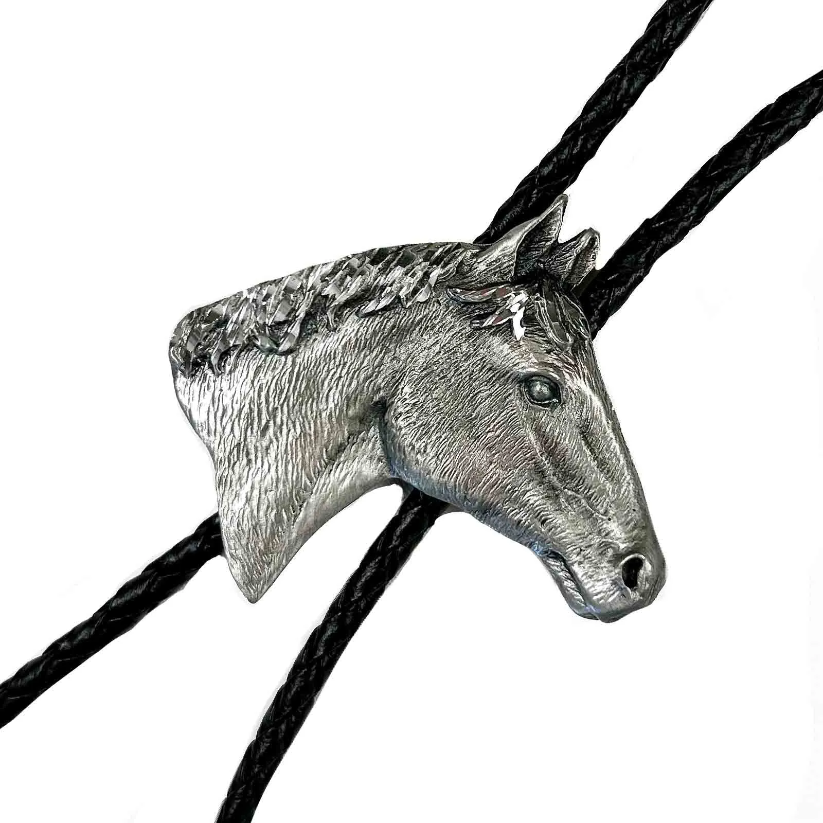 Silver Horsehead Western Bolo Tie