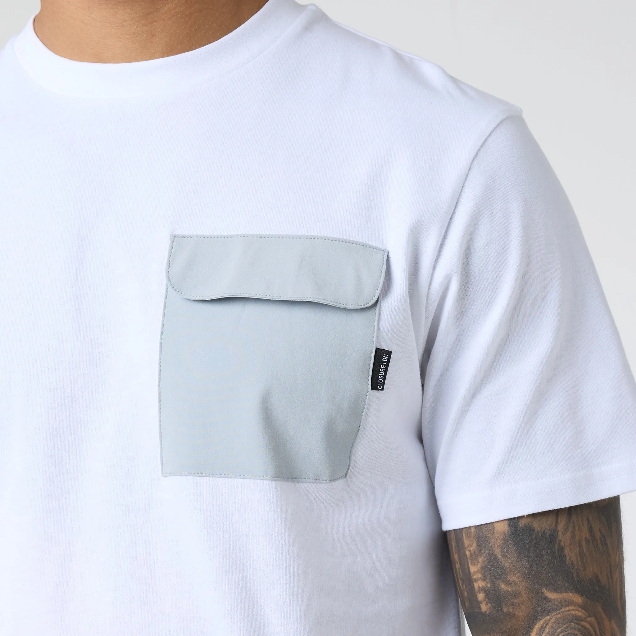 Tech Pocket T-Shirt & Cargo Short Set | White Grey