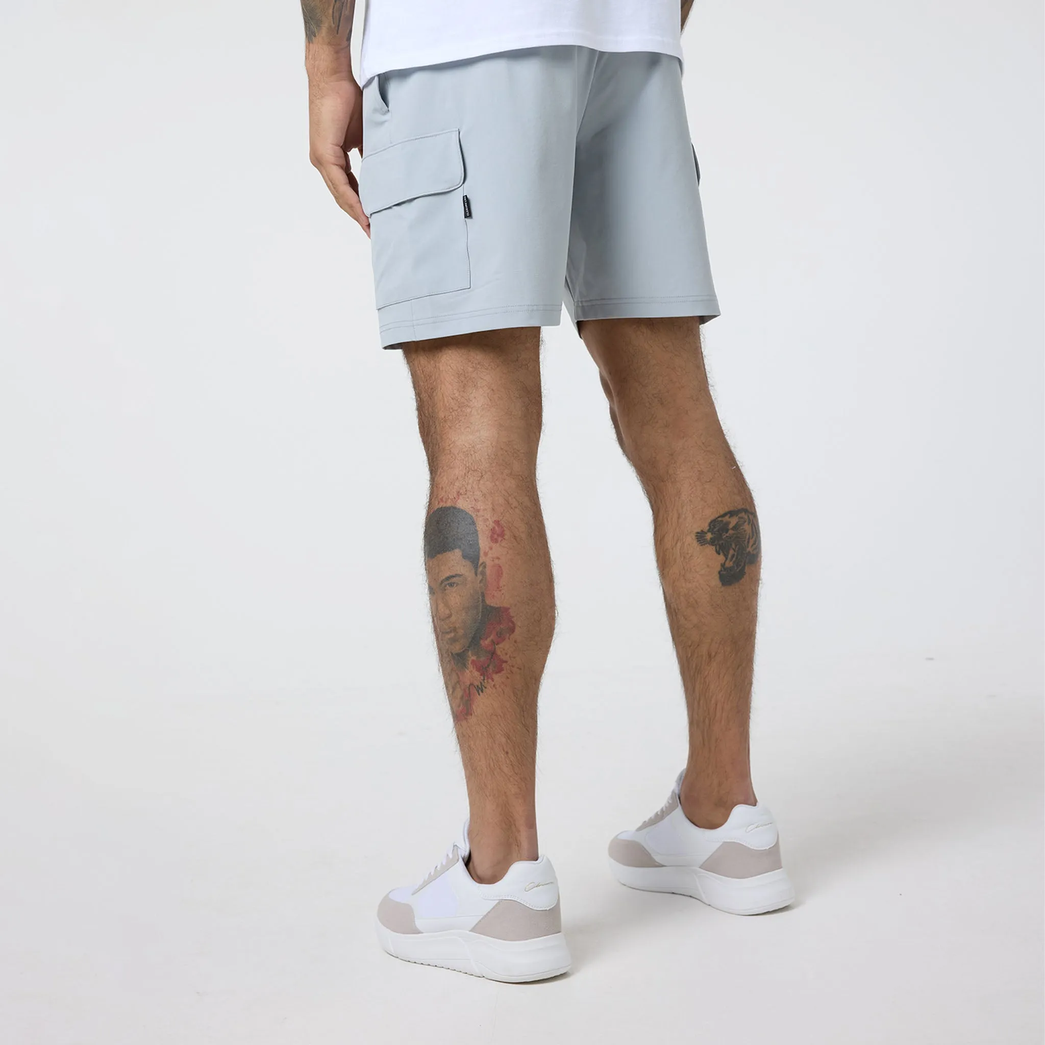 Tech Pocket T-Shirt & Cargo Short Set | White Grey