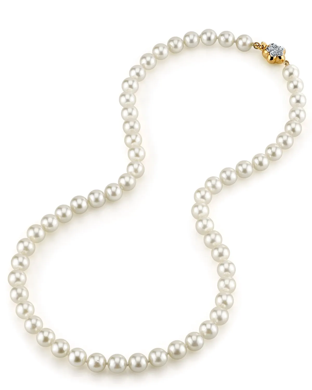 White Japanese Akoya Pearl Necklace, 7.0-7.5mm - AAA Quality