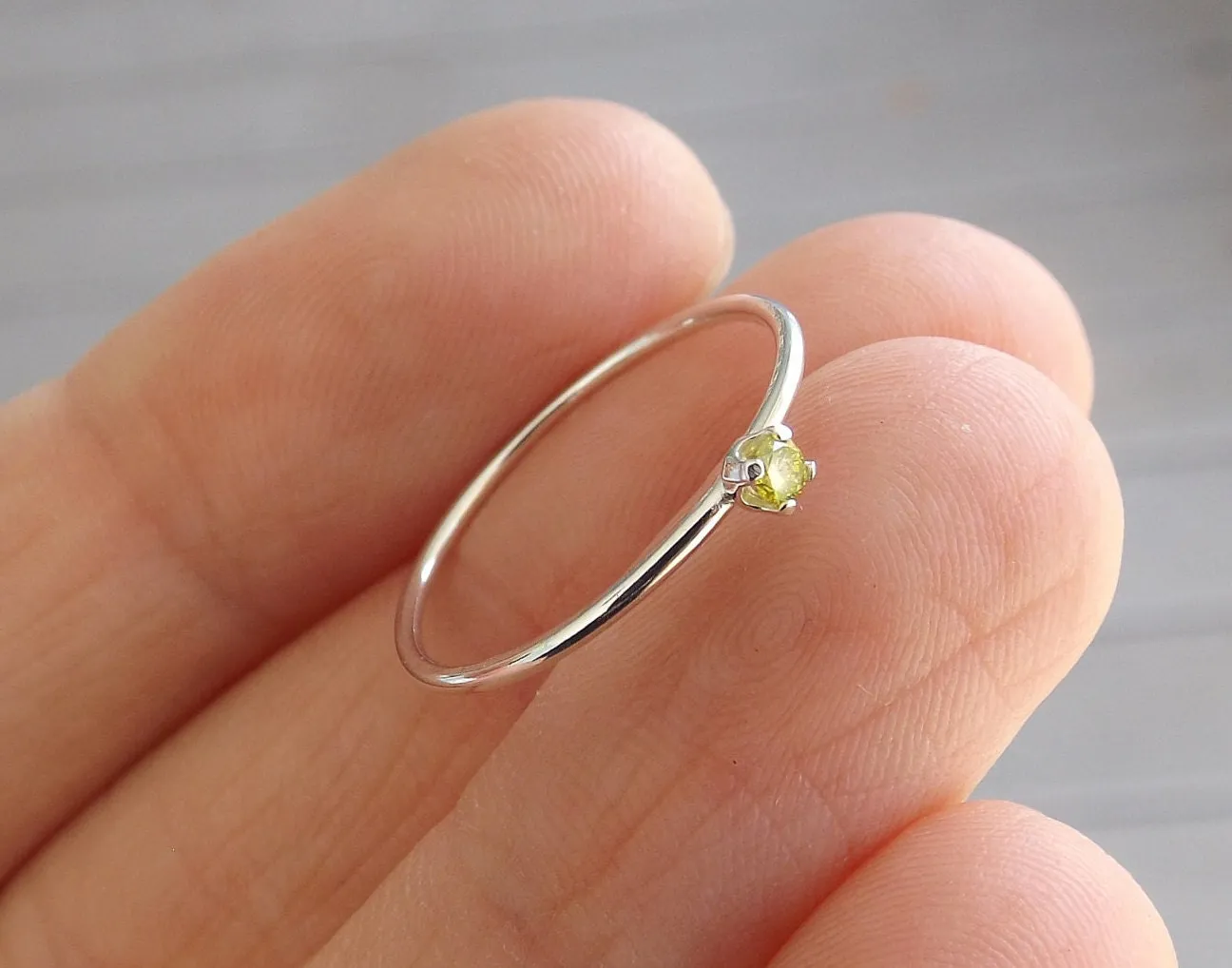 Yellow Diamond Ring, Genuine Diamond Ring, Yellow Diamond, Slim Ring, Minimalist Ring, Gift, Gemstone Ring, Tiny Diamond Ring, Diamond Ring