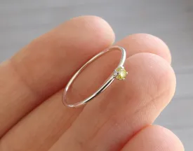 Yellow Diamond Ring, Genuine Diamond Ring, Yellow Diamond, Slim Ring, Minimalist Ring, Gift, Gemstone Ring, Tiny Diamond Ring, Diamond Ring